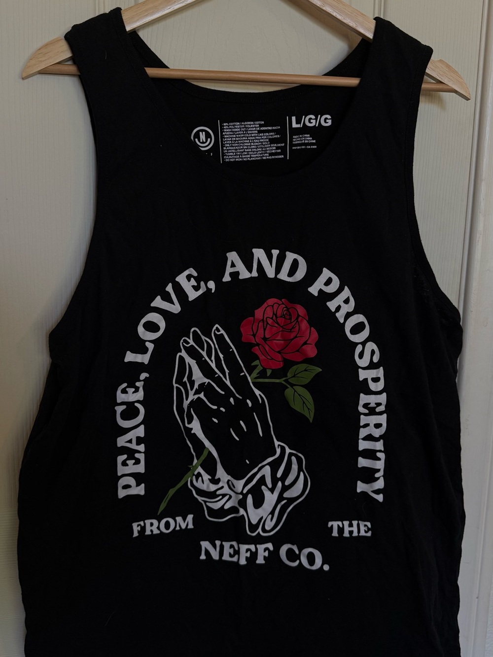 Neff Black Graphic Tank Top with Red Rose